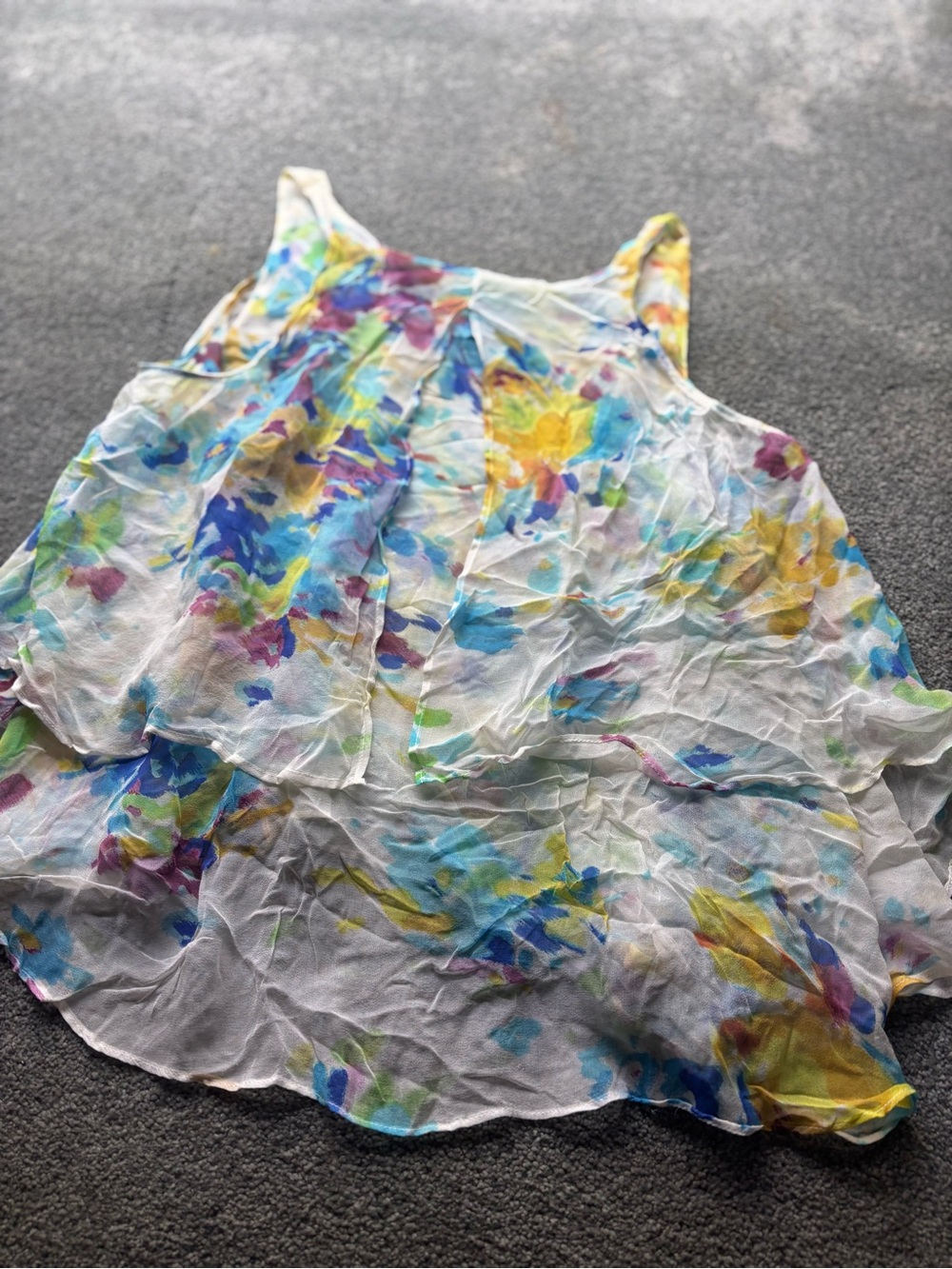 Maeve women’s small blouse top Watercolor Floral Layered Tank silk